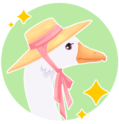 Cartoon goose with glasses and a fancy hat